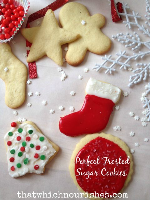 Perfect Frosted Sugar Cookies --there is just no substitute for the perfect frosted sugar cookie. Easy to make. Even easier to eat decorate; this one is a classic that hasn't failed me yet. And they stack once they've dried so they are easy to package and store! | thatwhichnourishes.com