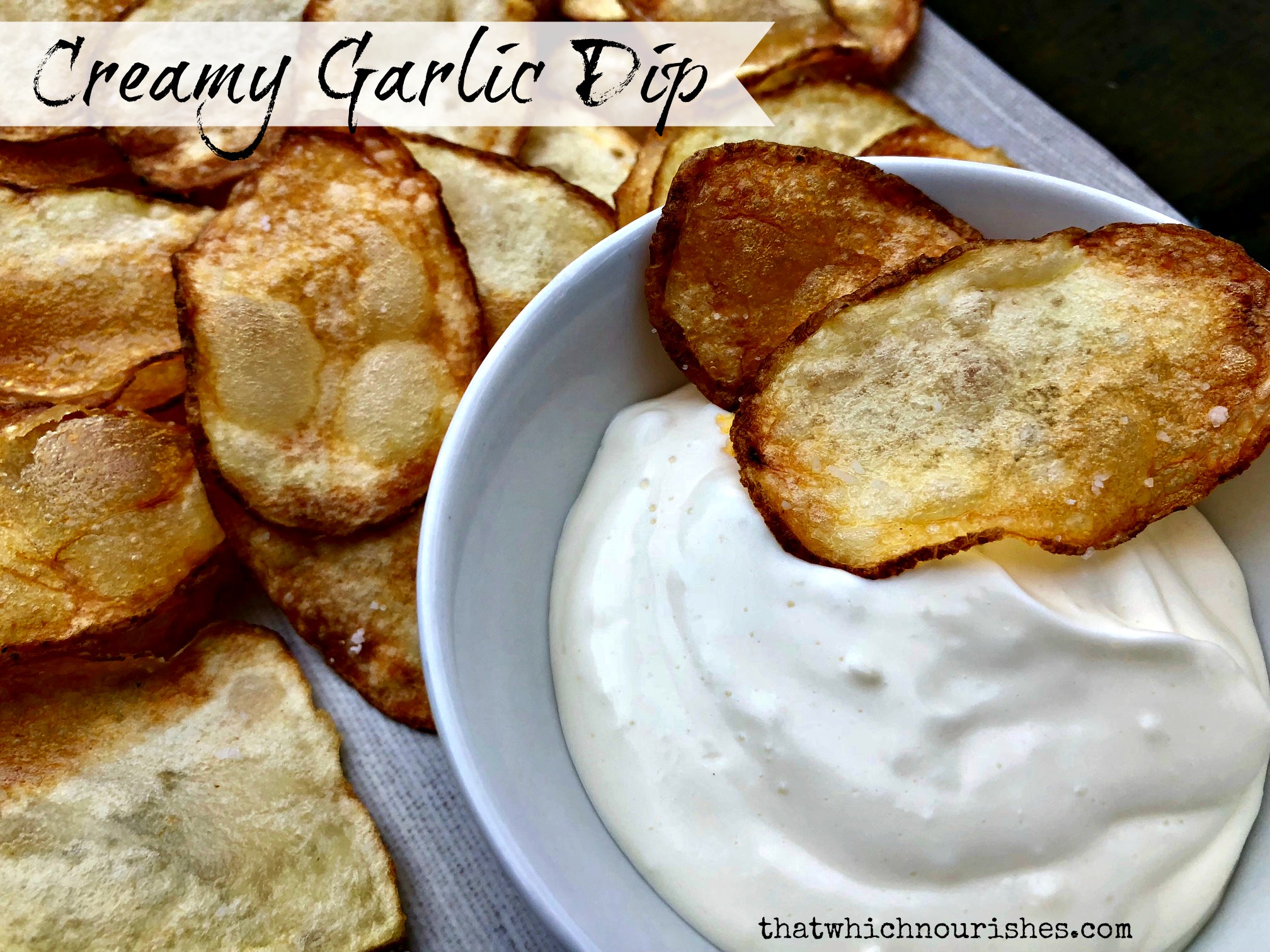 Creamy Garlic Dip -- Perfect in its simplicity, this three ingredient dip is classy and delicious. | thatwhichnourishes.com