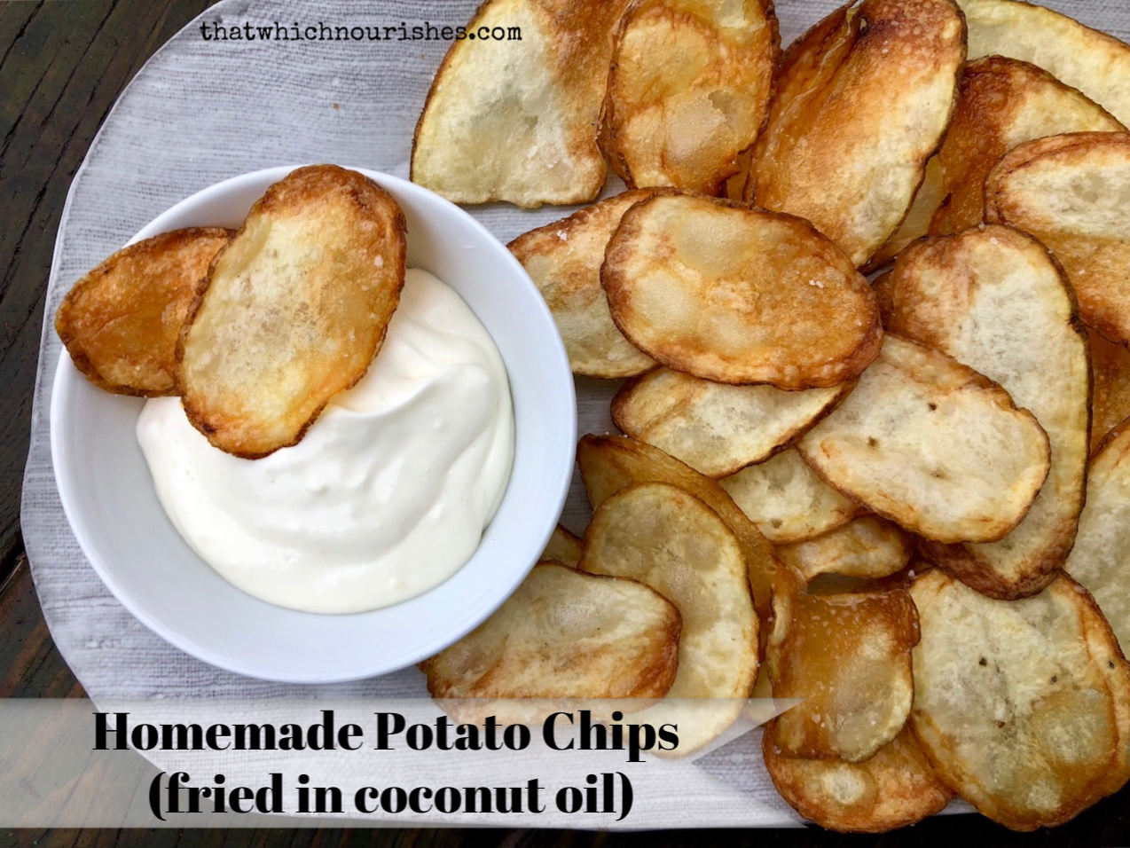 Homemade Potato Chips fried in coconut oil -- There's never been a better potato chip than the warm and salted one fresh from the fryer made in coconut oil. | thatwhichnourishes.com