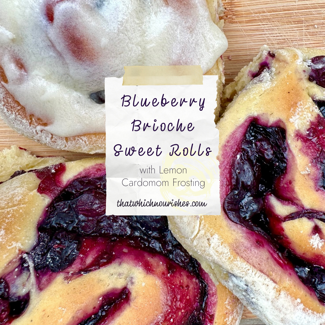 Blueberry Brioche Sweet Rolls -- The most tender, blueberry-studded sweet roll encircles blueberry pie filling and is topped off with a lemon frosting with a hint of cardamom. These are what a cinnamon roll only dreams to be... | thatwhichnourishes.com