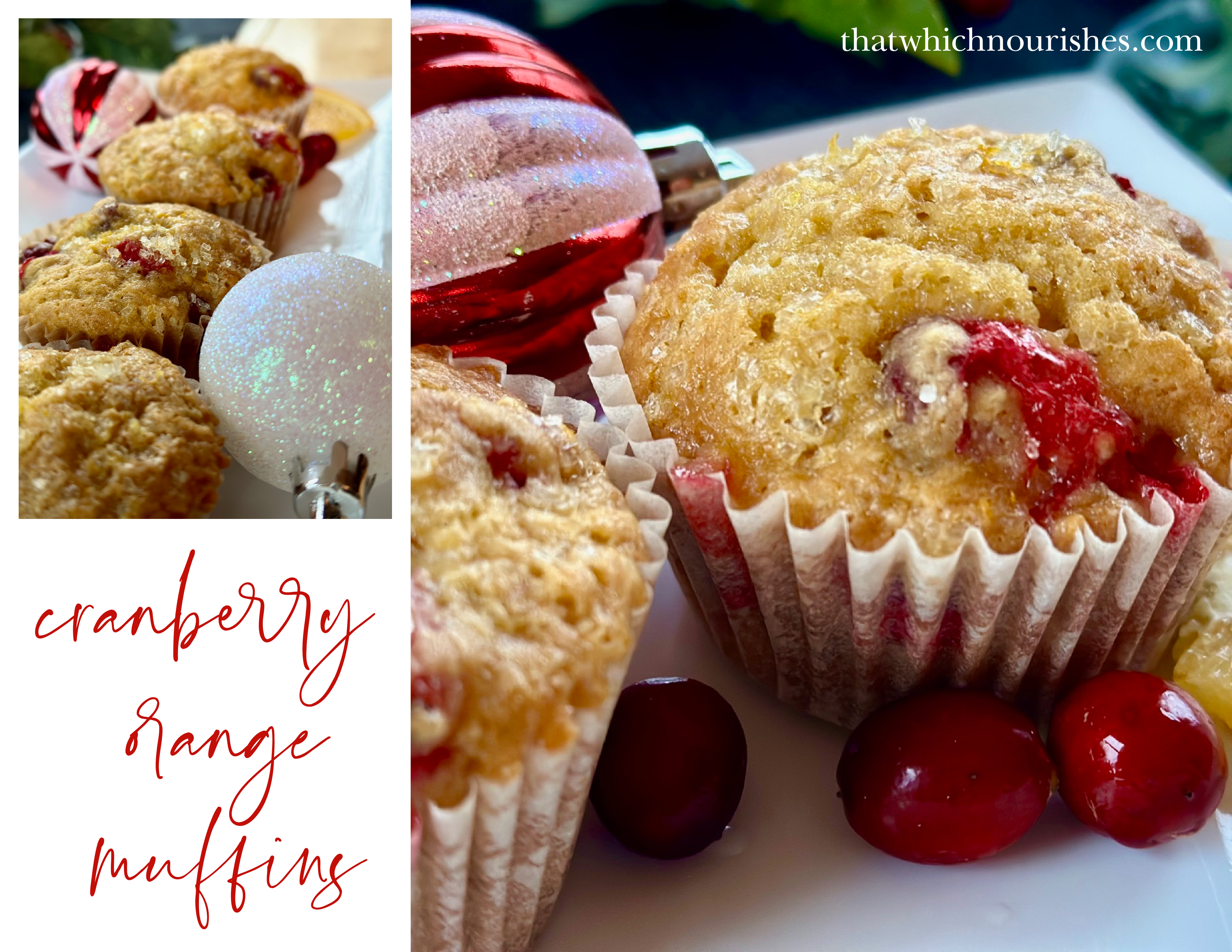 Cranberry Orange Muffins -- A soft, fluffy, orange-y muffin with little bursts of tart cranberry -- the whole thing covered with a tangy and sweet orange glaze or crunchy orange-sugar. | thatwhichnourishes.com